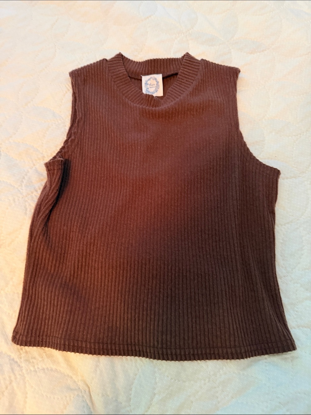 Blue Rain Brown Ribbed Tank Top